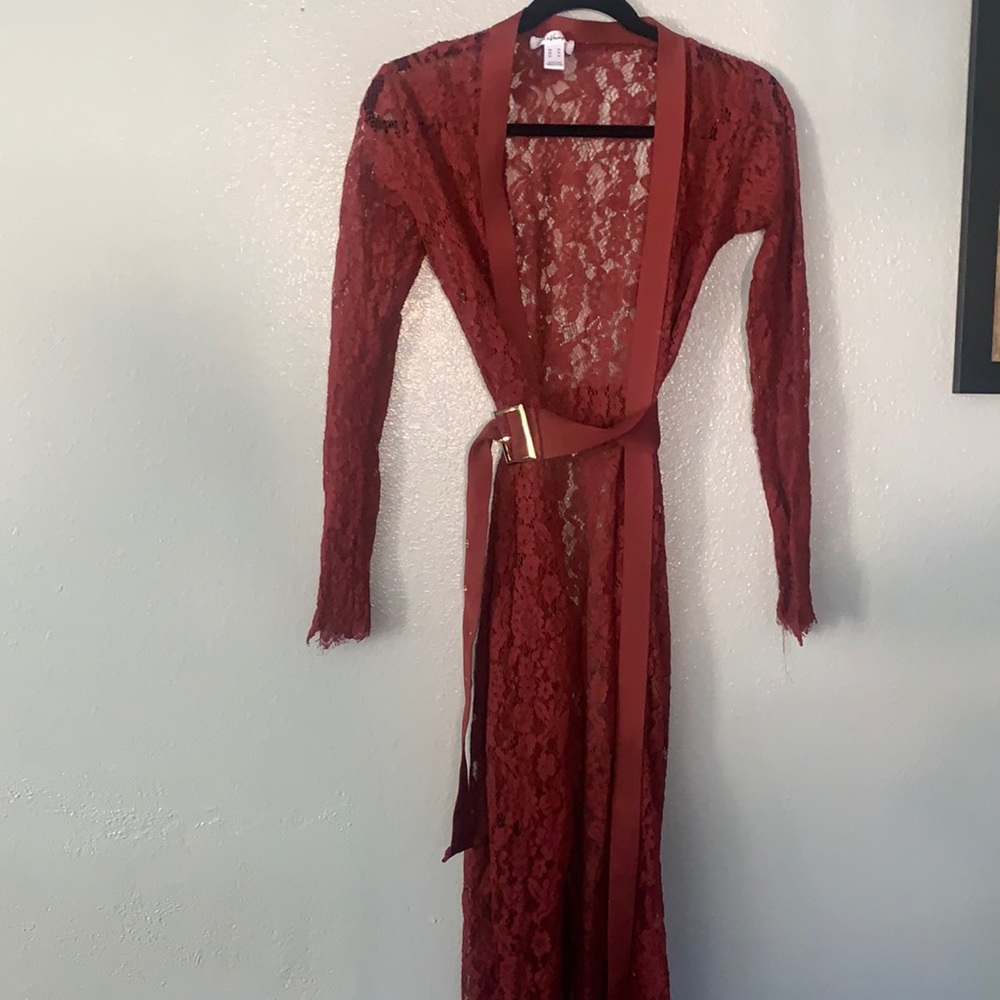 Maroon laced cardigan